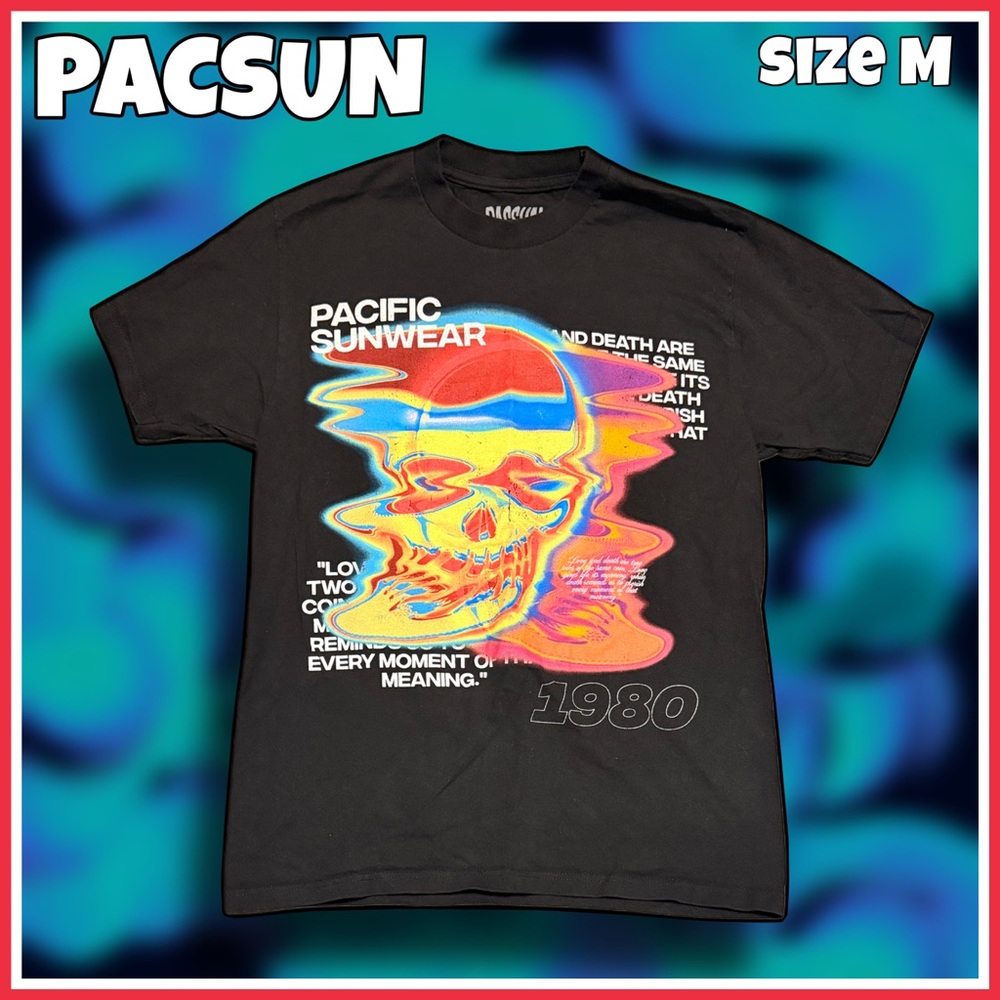 PACSUN short sleeve black trippy graphic TSHIRT size M